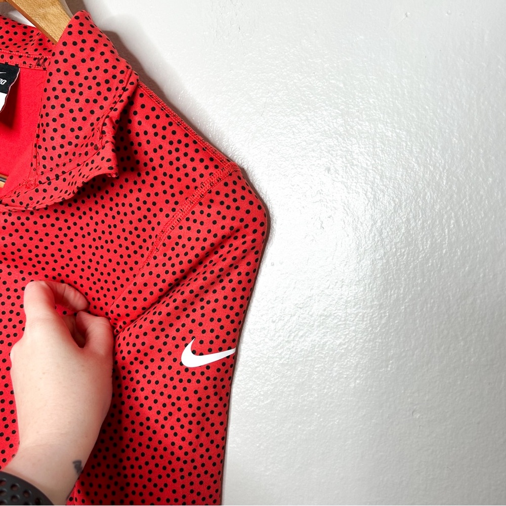 Nike Pro Dri Fit Womens Red Polka Dot Athletic Workout Pullover Sweatshirt‎ XS - Picture 5 of 8